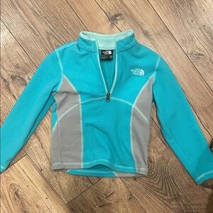 The North Face Kids Turquoise and Gray Quarter-Zip Fleece Pullover